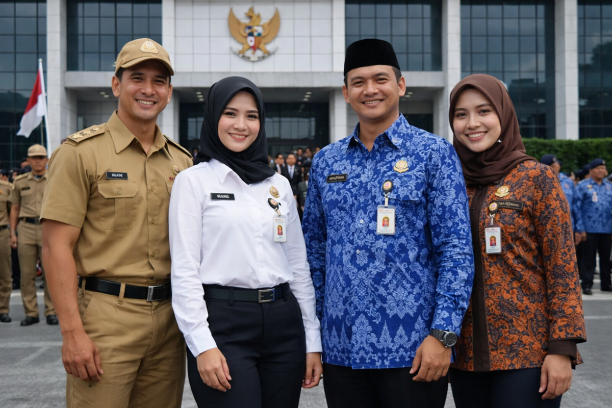 Ilustrasi pakaian dinas harian Aparatur Sipil Negara (ASN).