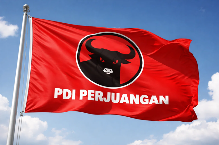 Ilustrasi bendera PDI Perjuangan.