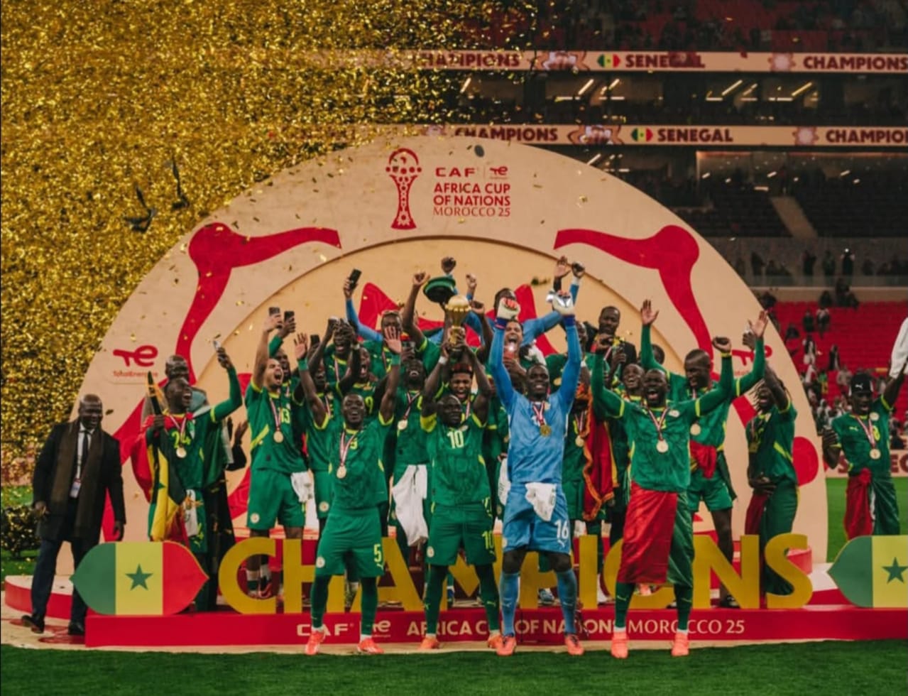 Perayaan juara Timnas Senegal di Afcon usai kalahkan tuan rumah Maroko.