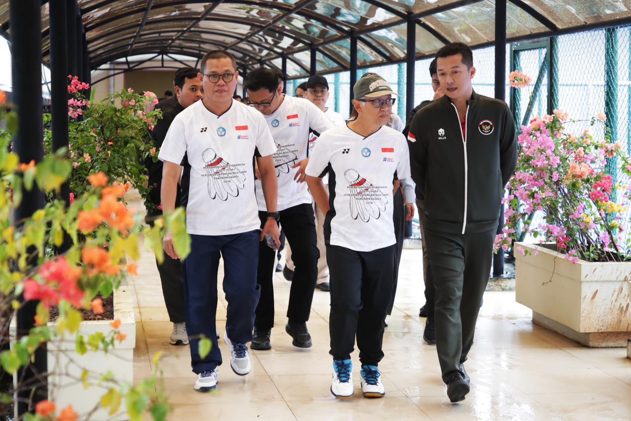 Wamenpora, Taufik Hidayat saat peresmian gedung bulutangkis baru