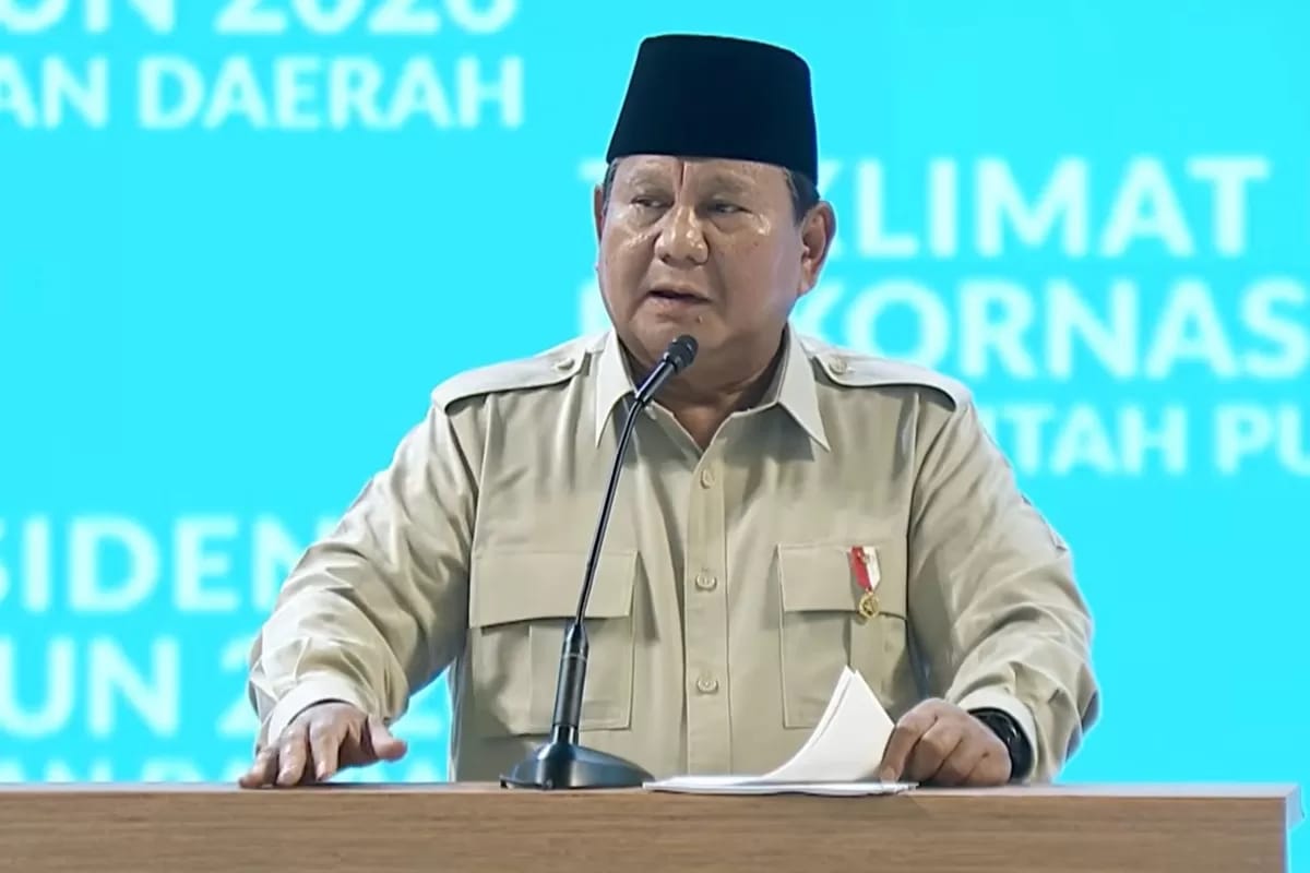 Presiden Prabowo Subianto saat membuka Rapat Koordinasi Nasional (Rakornas) Pemerintah Pusat dan Daerah 2026 di Sentul International Convention Center (SICC).