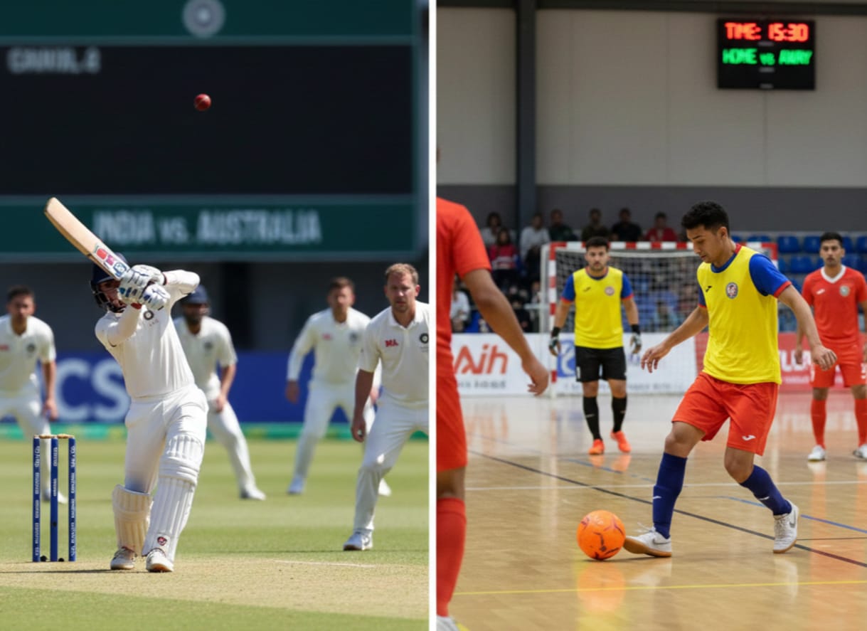 Ilustrasi olahraga kriket dan Futsal
