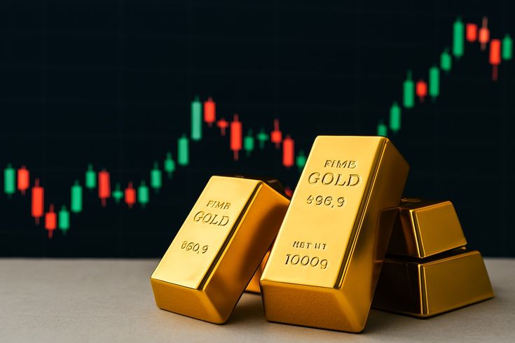 Ilustrasi emas batang.