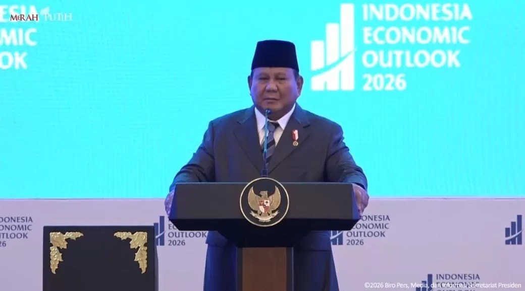Presiden Prabowo Subianto dalam Indonesia Economic Outlook 2026 di Wisma Danantara Indonesia, Jakarta, Jumat (13/2)