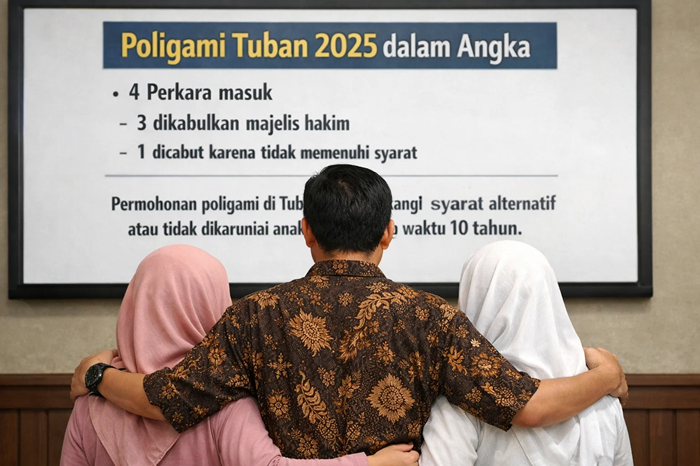 Pengadilan Agama (PA) Tuban ungkap alasan utama suami ajukan poligami. Dari 4 permohonan di 2025, 3 dikabulkan hakim.&nbsp;