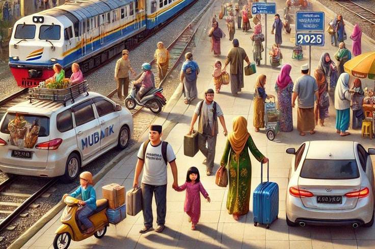Ilustrasi mudik Lebaran.