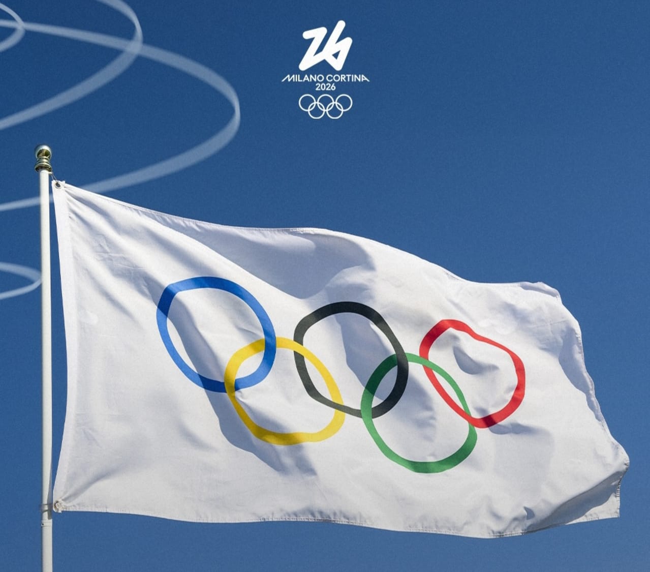 Ilustrasi bendera Olimpiade Musim Dingin 2026 Milan-Cortina