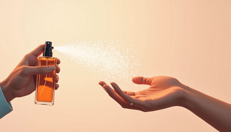 Ilustrasi pemakaian parfum di titik nadi seperti leher dan pergelangan tangan