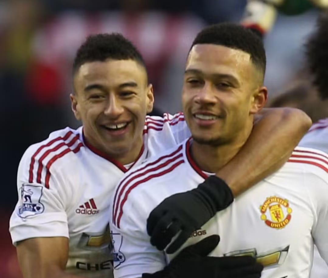 Jesse Lingard dan Memphis Depay saat masih sama-sama membela Manchester United