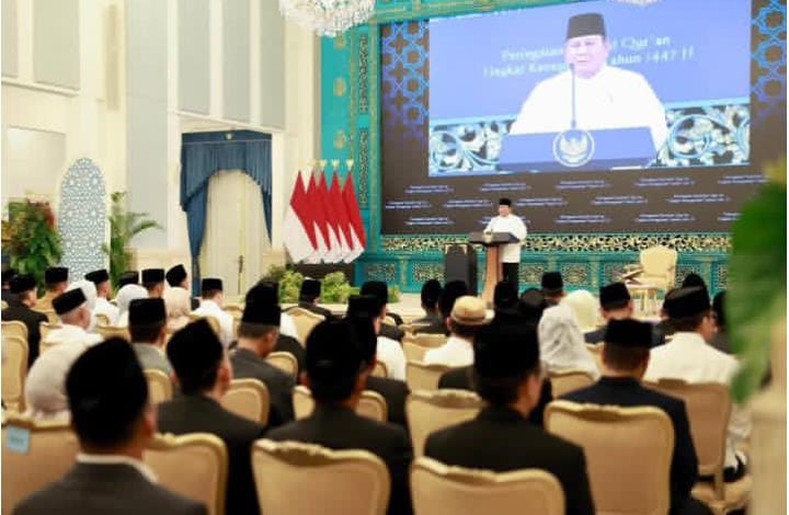 Presiden saat berikan sambutan pada peringatan Nuzulul Qur'an