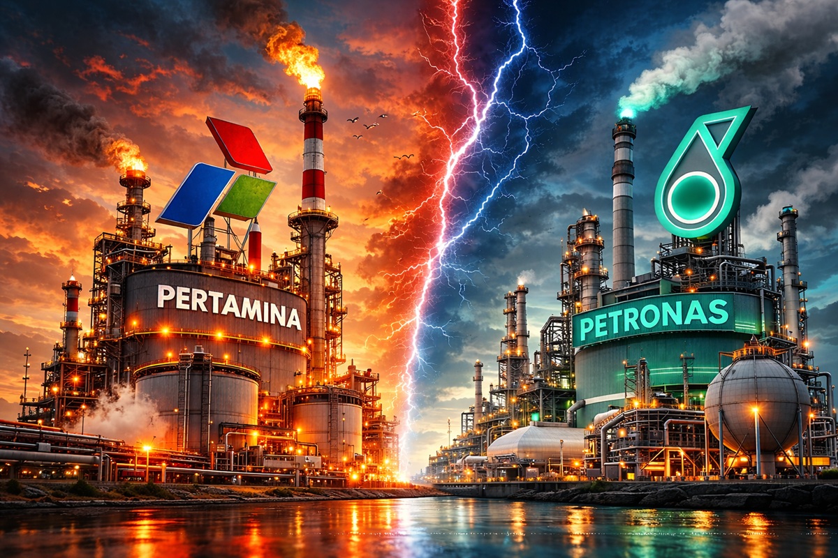 Ilustrasi Pertamina vs Petronas