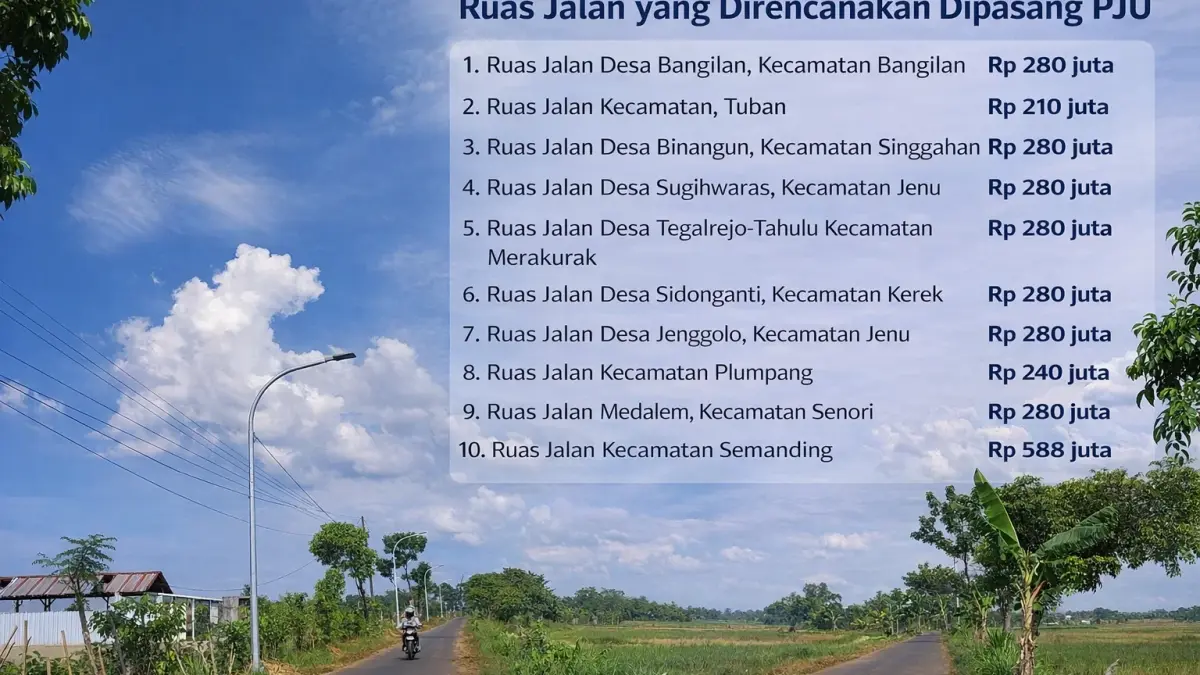 PJU di ruas Jalan Tegalrejo - Tahulu yang menjadi salah satu titik akan dipasang tahun ini. (M.MAHFUDZ MUNTAHA/RADAR TUBAN)