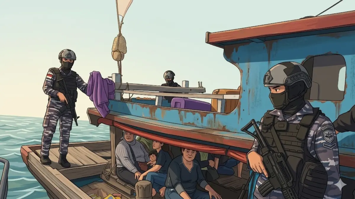 Ilustrrasi penyelundupan Pekerja Migran (PMI) ilegal. (RADAR TUBAN/AI)