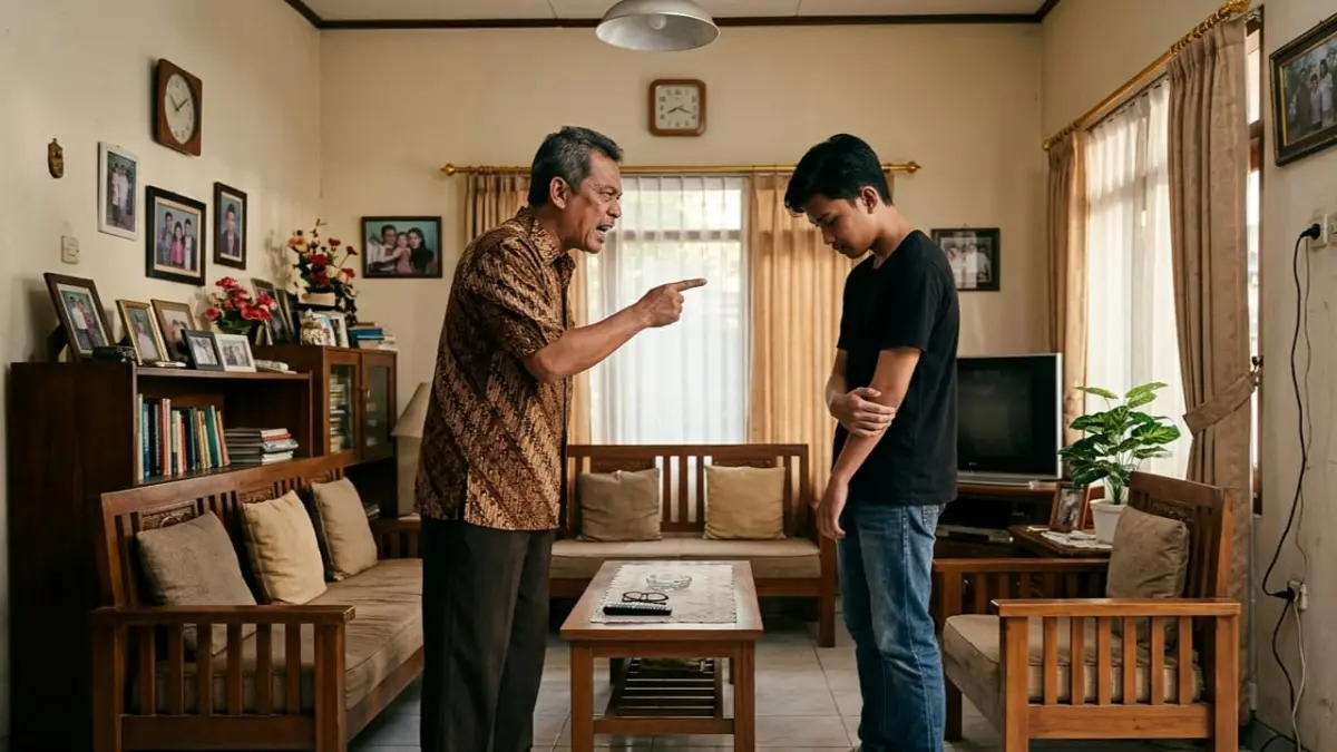 Ilustrasi orang tua memarahi orang yang lebih muda. (RADAR TUBAN/AI)