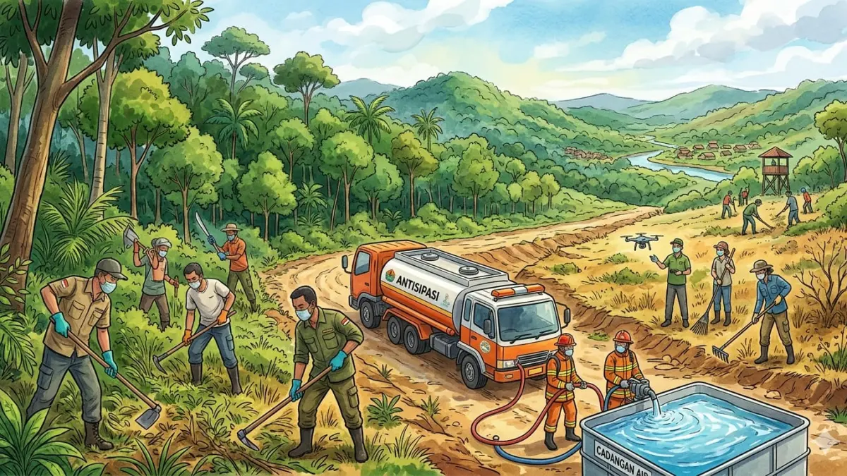 Ilustrasi antisipasi karhutla. (RADARTUBAN/AI)