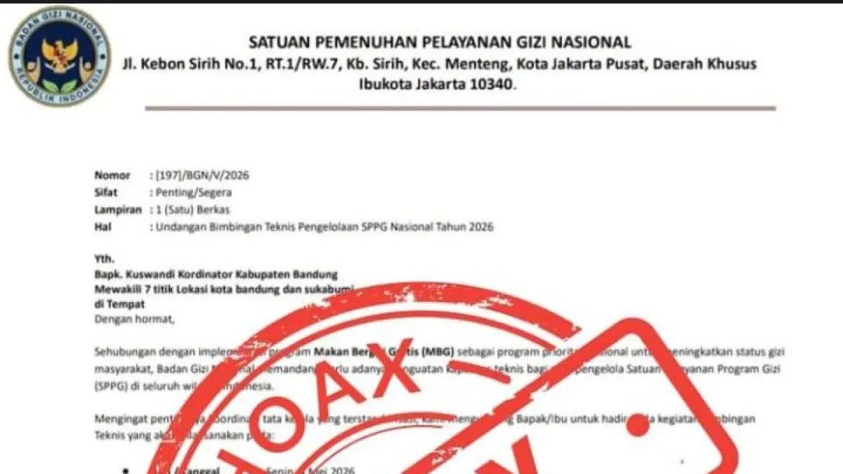 Beredar Undangan Hoaks berisikan kegiatan teknik (Dok. BGN)