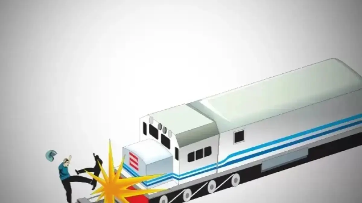 Ilustrasi kecelakaan lalu lintas di perlintasan kereta. (Dok. Jawapos.com)