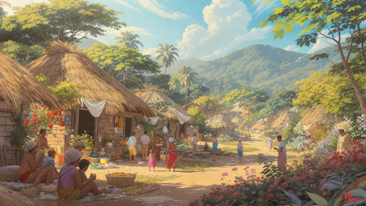 Ilustrasi kampung yang damai. (RADARTUBAN/AI)
