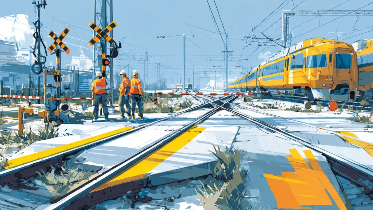 Ilustrasi pelat perlintasan kereta. (RADAR TUBAN/AI)
