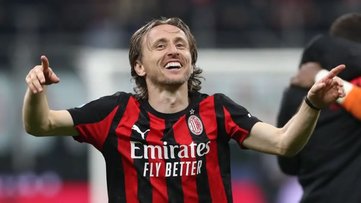 Selebrasi Luca Modric Saat Kemenangan AC Milan Atas Inter, Maret 2026. (Getty Images/Marco Luzzani)