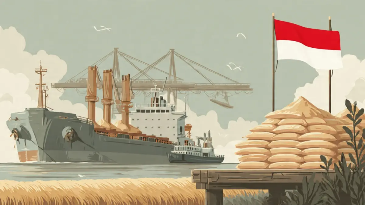 Ilustrasi ekspor pupuk dari Indonesia. (RADARTUBAN/AI)
