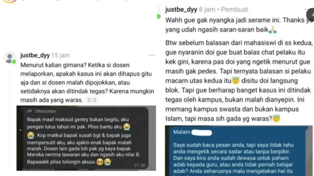 Unggahan percakapan mahasiswi dan dosen di Instagram memicu reaksi keras dari warganet. (Instagram/tante.rempomg.official)