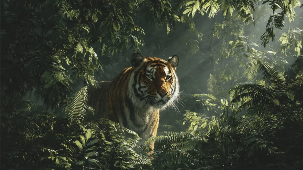 Ilustrasi harimau di hutan. (RADAR TUBAN/AI)