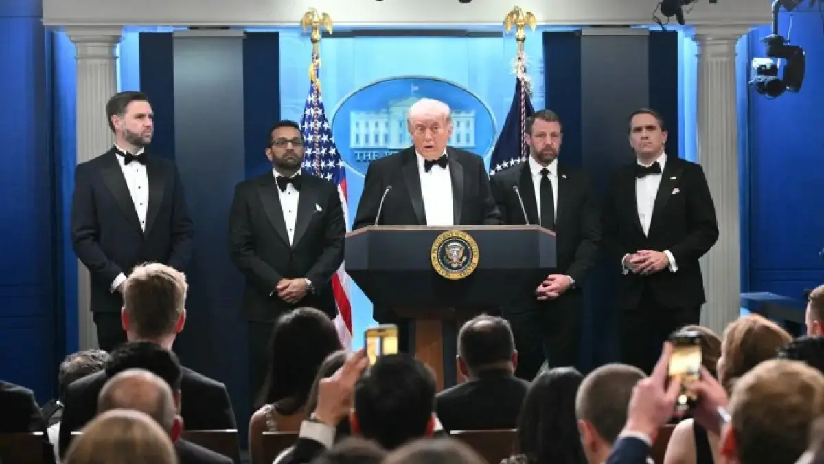 Donald Trump berbicara di Gedung Putih di Washington. (Jawapos.com)