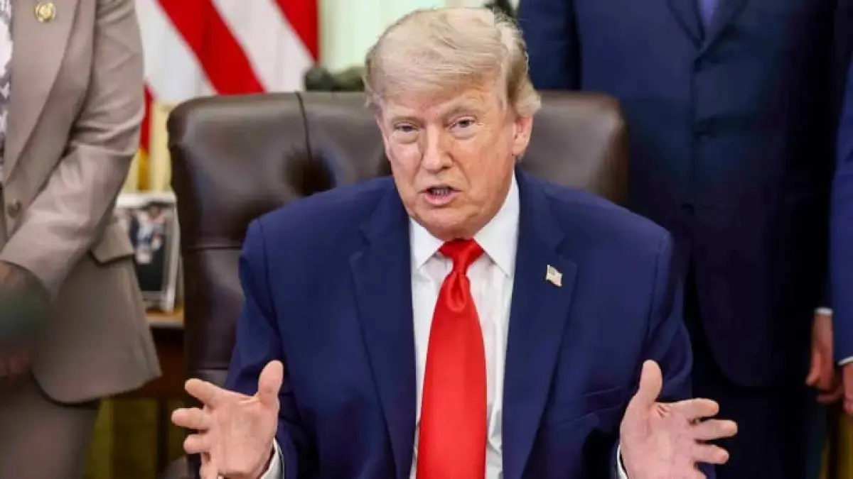 Presiden Amerika Serikat Donald Trump menyampaikan pernyataan terkait rencana kesepakatan damai. (Jawapos.com)