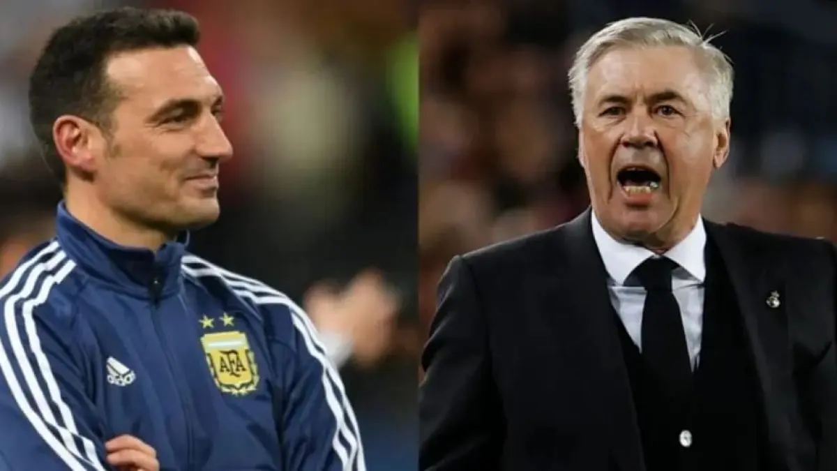 Pelatih Argentina, Lionel Scaloni dan Pelatih Brazil, Carlo Ancelott. (Voces Criticas)
