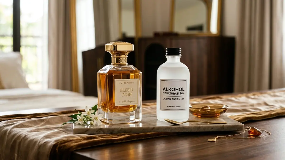 lustrasi parfum dan alkohol. (RADARTUBAN/AI)
