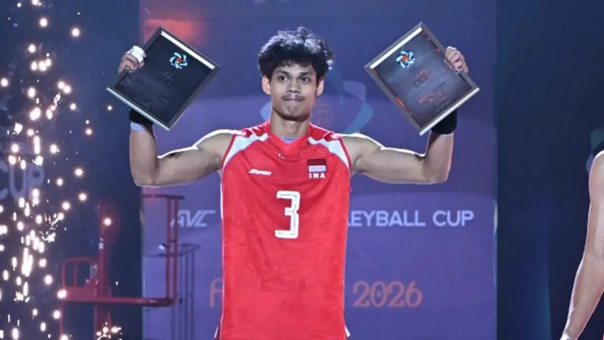 Boy Arnez tampil sebagai top skor saat Indonesia mengalahkan Korea Selatan. (instagram.com/indonesian_volleyball)