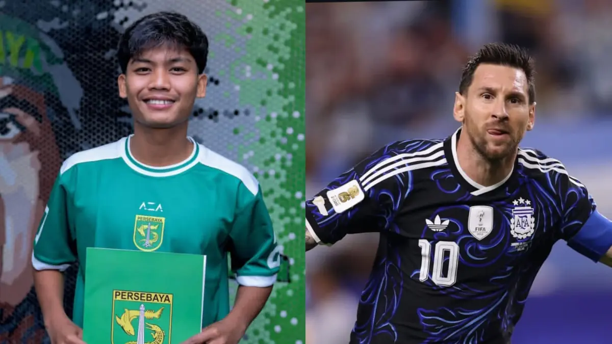 Pemain Persebaya, Dicky Kurniawan dan Kapten Timnas Argentina, Lionel Messi. (instagram.com)
