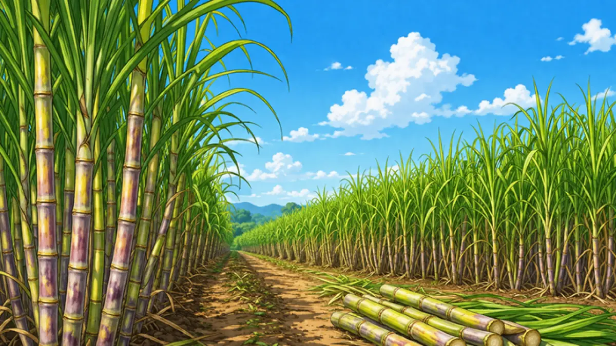 Diserap pabrik gula Lamongan hingga Nganjuk, DKP2P Tuban jamin pemasaran hasil panen petani tebu tetap aman meski lahan diperluas. (Ilustrasi Radar Tuban/AI)