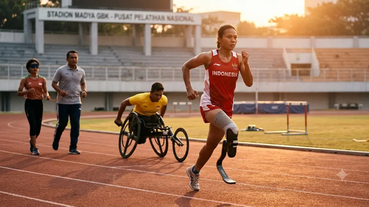 Ilustrasi atlet disabilitas. (RADARTUBAN/AI)