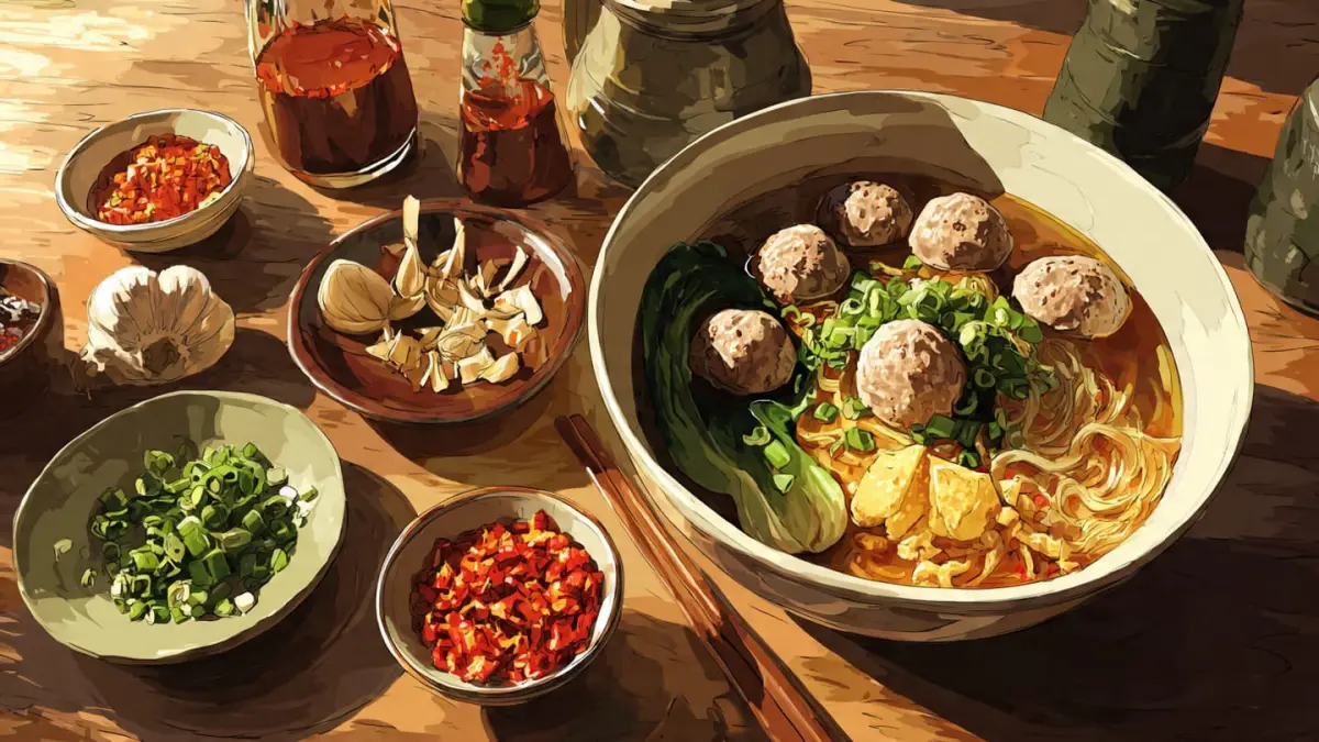 Ilustrasi bakso. (RADARTUBAN/AI)