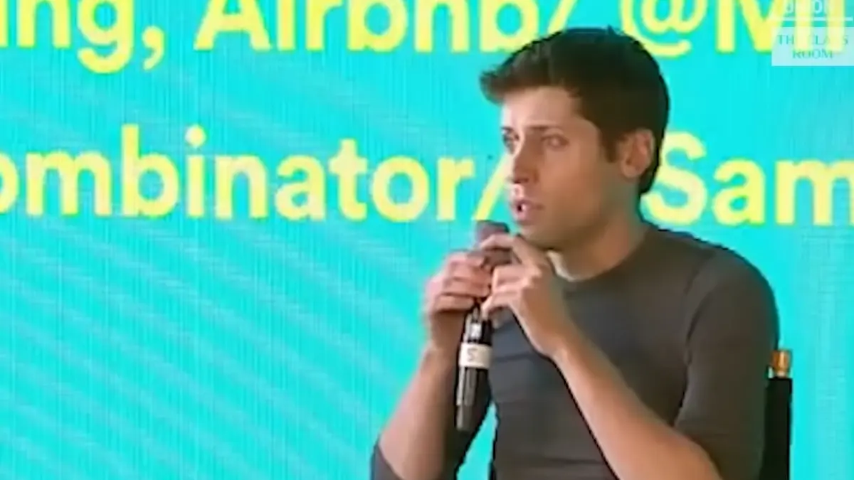 CEO OpenAI Sam Altman saat menyampaikan pemaparannya mengenai pengembangan kecerdasan buatan. (Tangkapan Layar / More Perfect Union)