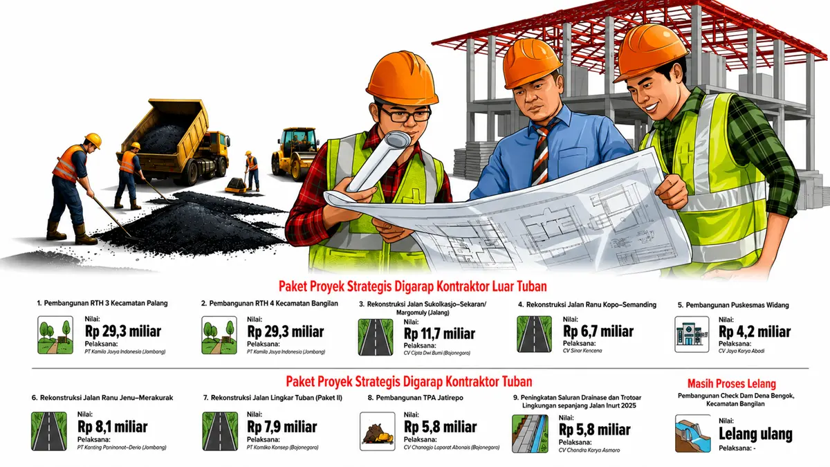 Kontraktor asal Tuban hanya memenangkan tiga paket proyek strategis senilai sekitar Rp17 miliar. (Dok. RADAR TUBAN)