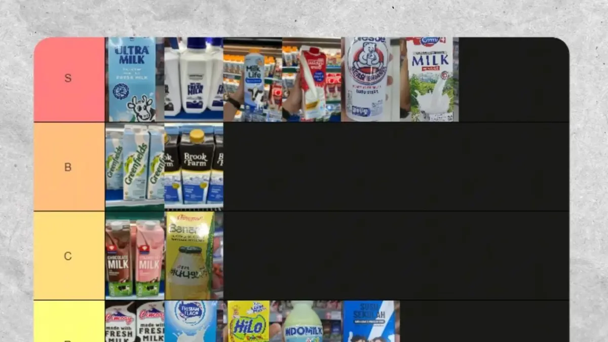 Tierlist komposisi dan kandungan gula tersembunyi pada berbagai merek susu cair kemasan. (Tangkapan layar youtube SB30Health)