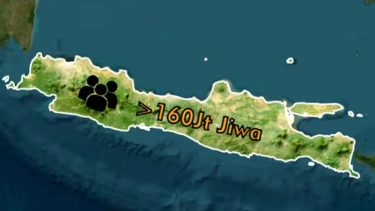 Ilustrasi peta Pulau Jawa yang dihuni oleh lebih dari 150 juta jiwa.(Tangkapan layar media sosial)