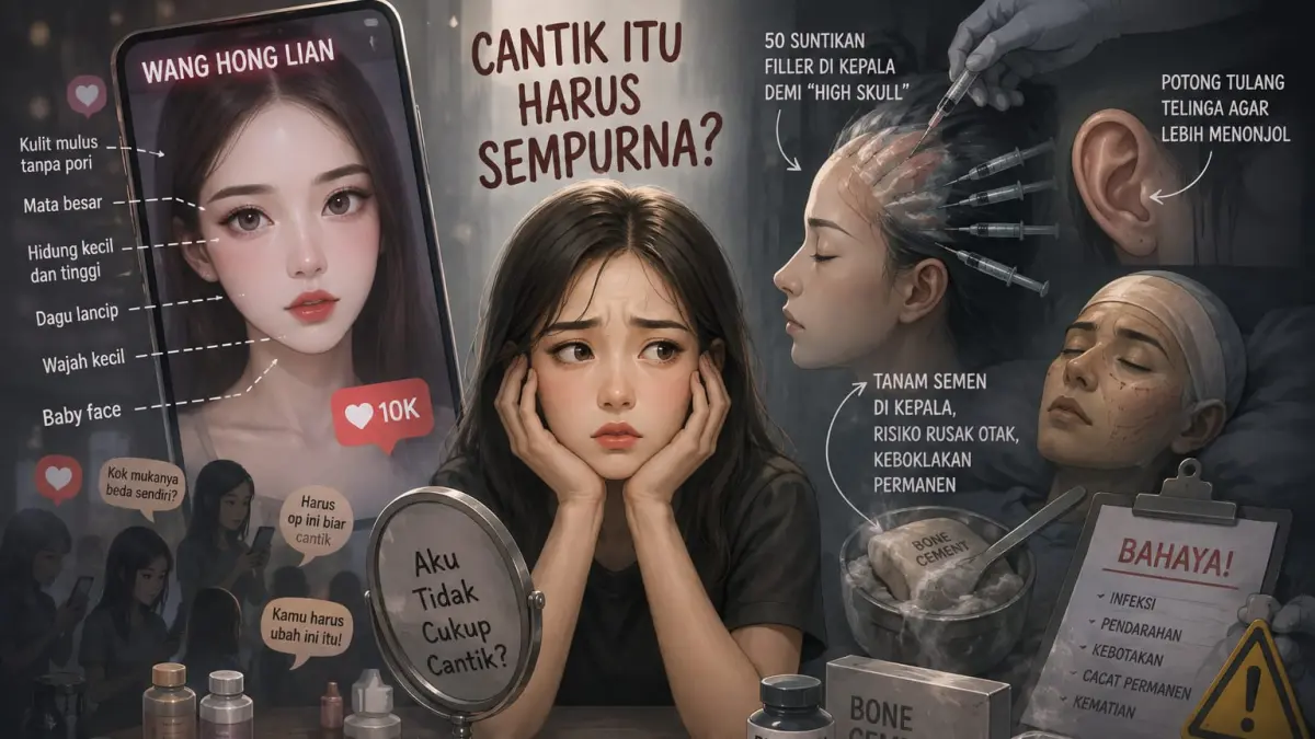 Ilustrasi tren kecantikan ekstrem. (RADARTUBAN/AI)