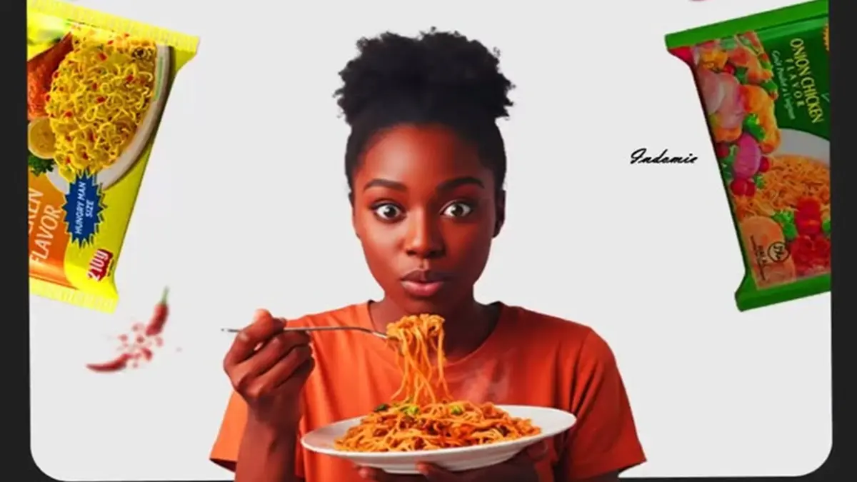 poster promosi Indomie di Nigeria yang menjadikan produk mie instan asal Indonesia ini sangat populer di sana.(pinterest.com)
