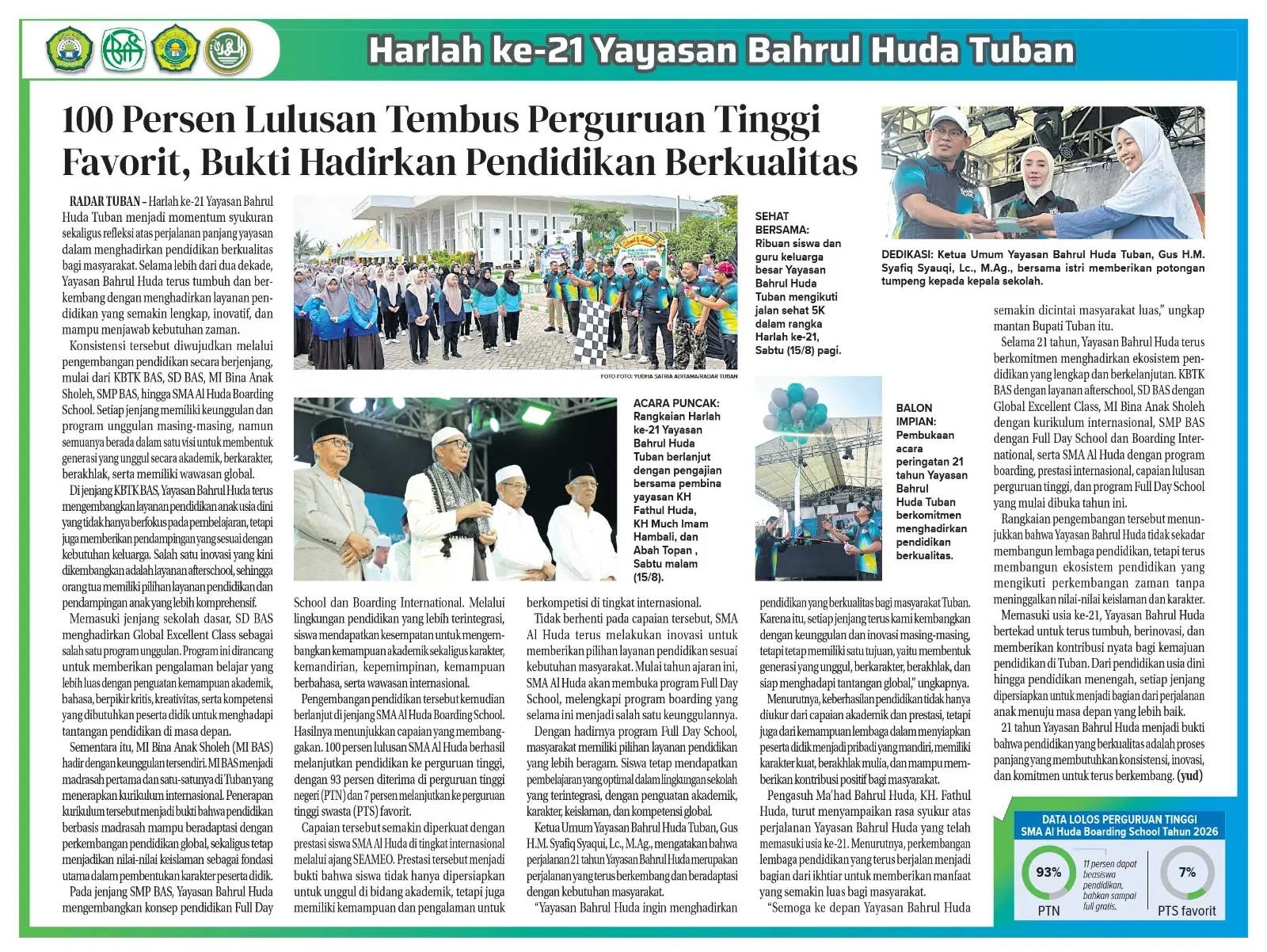 Harlah ke 21 Yayasan Bahrul Huda Tuban.