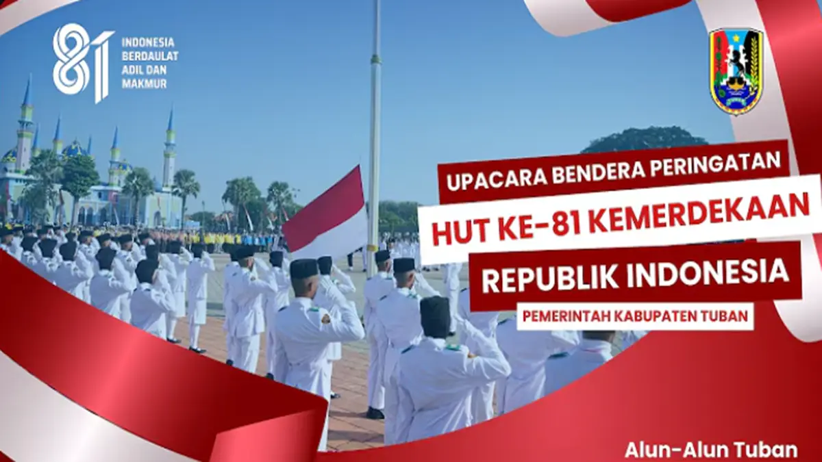 Link Streaming Upacara Bendera Peringatan HUT ke-81 RI di Kabupaten Tuban. (Tangkapan layar youtube Diskominfo)