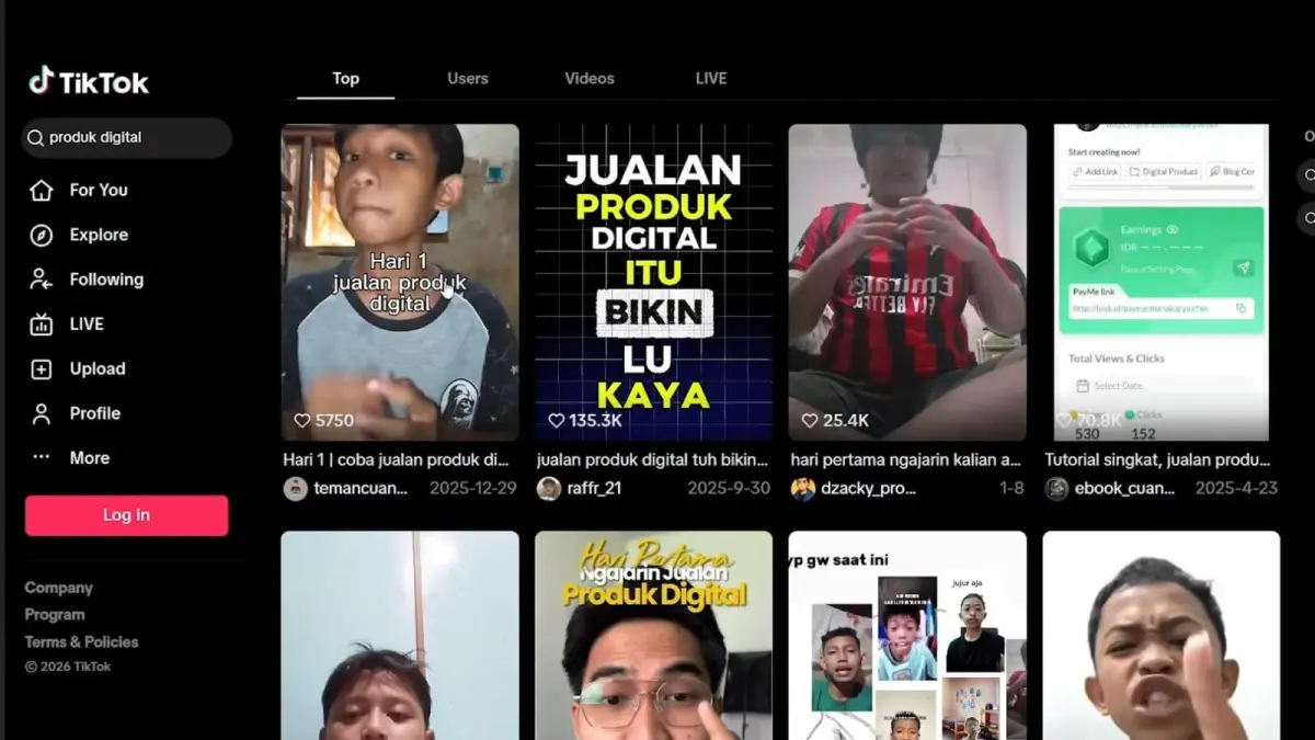 Tampilan layar media sosial yang menayangkan konten motivasi finansial serta penjualan e-book oleh anak di bawah umur. (Tangkapan Layar / YouTube Dari Suara)