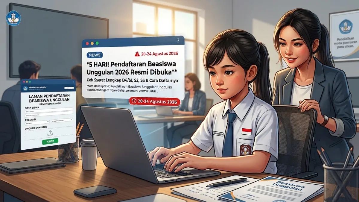 Ilustrasi pendaftar beasiswa unggulan 2026. (Radar Tuban/ AI)
