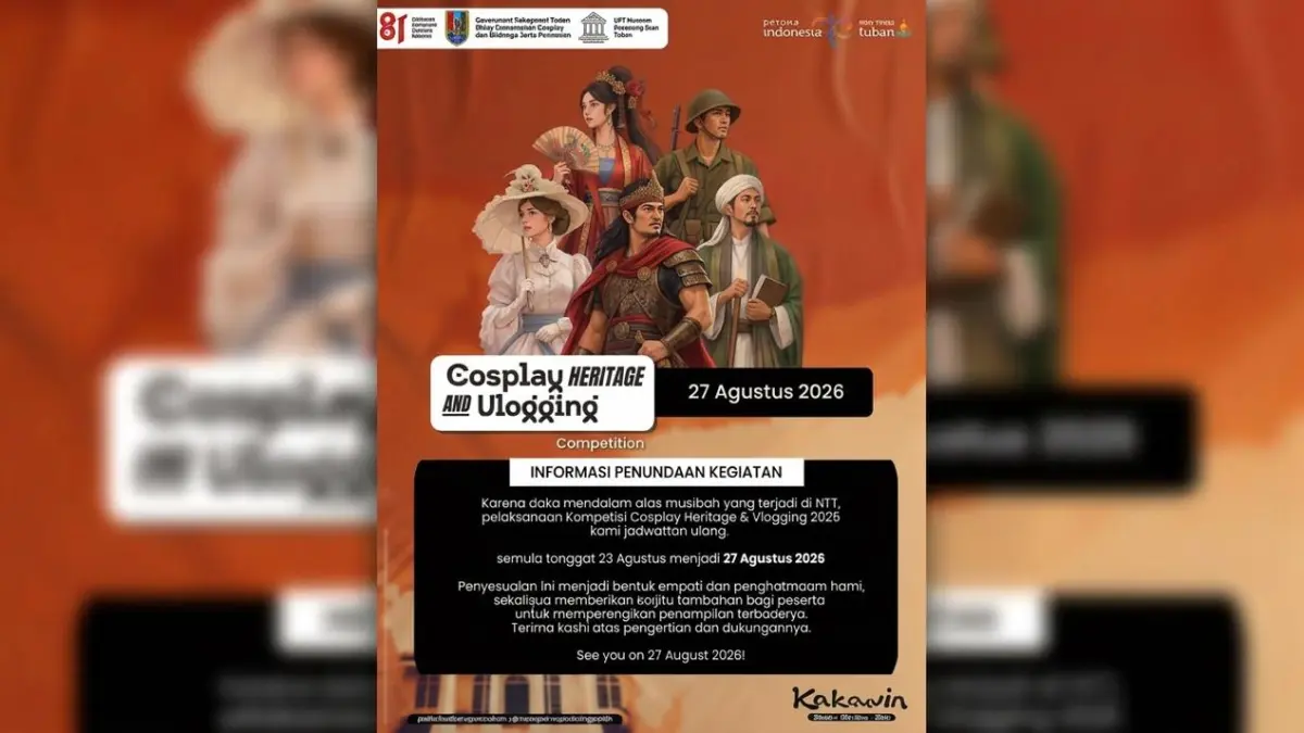 Informasi penundaan kegiatan Cosplay Heritage and Vlogging. (instagram.com/disbudporapartuban)