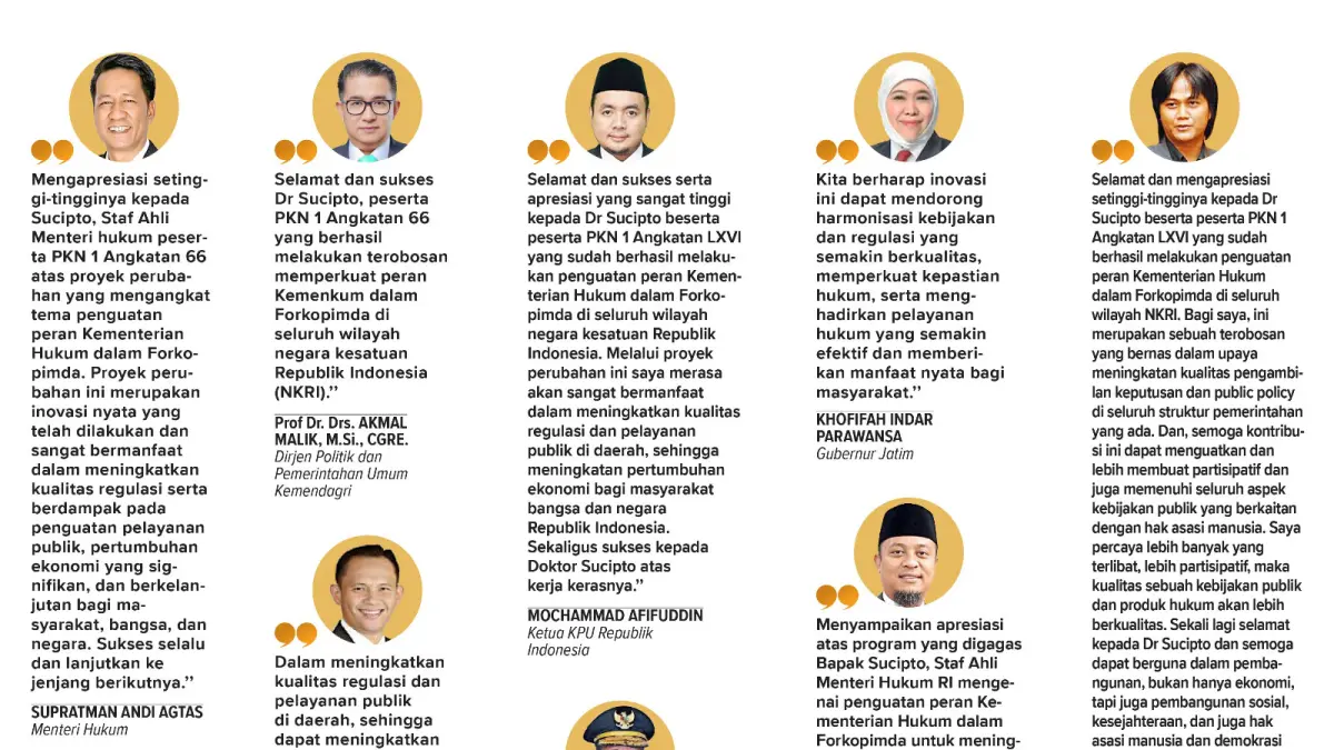 Testimoni Penyelenggara Pemerintah terhadap Terobosan Dr. Sucipto, S.H., M.H., M.Kn., Staf Ahli Menteri Hukum Bidang Hubungan Antar Lembaga dan Penguatan Reformasi Birokrasi.