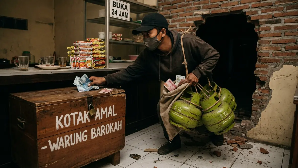 Ilustrasi insiden pembobolan warung. (Radar Tuban/ AI)
