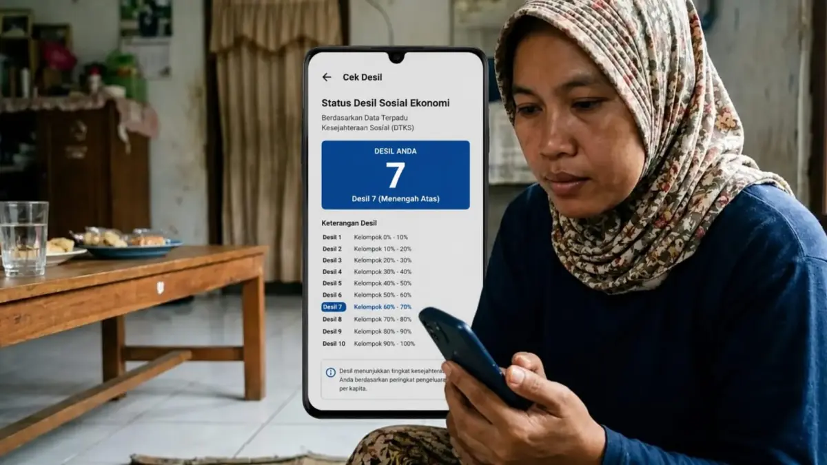 Warga mengecek status desil sosial ekonominya melalui ponsel. (Radar Tuban/AI)